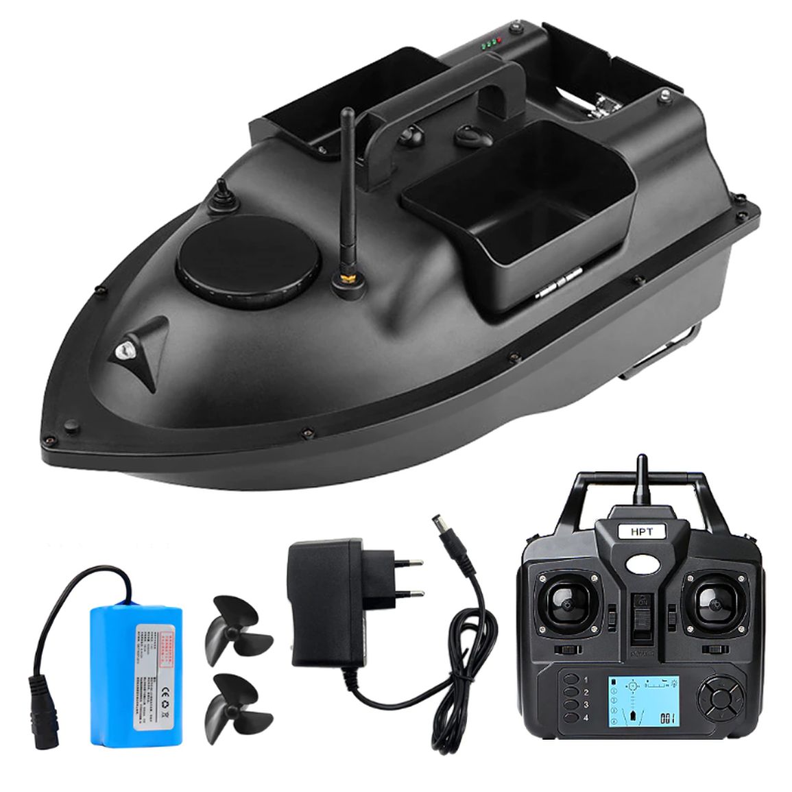Łódka zanętowa V18B PRO z GPS 12 000 mAh Czarna
